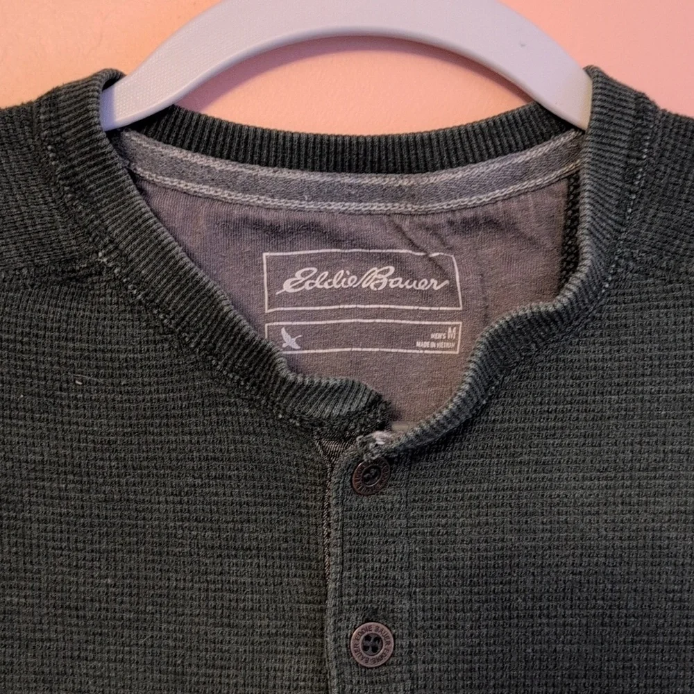 Eddie Bauer Green Henley Shirt - Picture 2 of 3